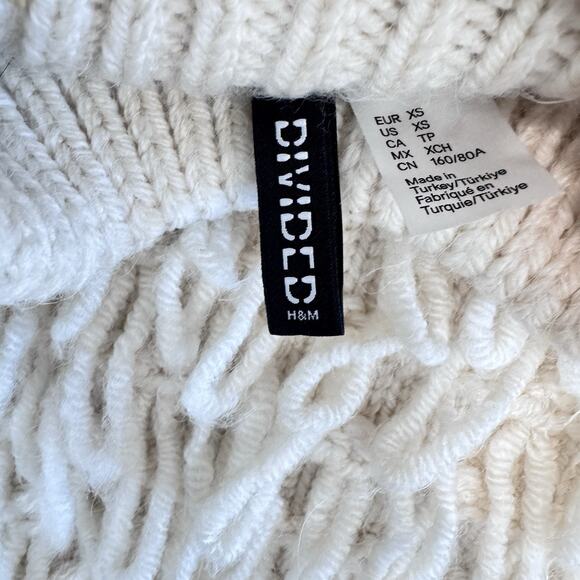 H&M DIVIDED Knit Loop Yarn Sweater Cropped Oversized Light Beige Women’s XS - Picture 6 of 10
